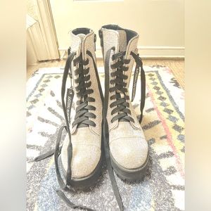 Rhinestone combat boots